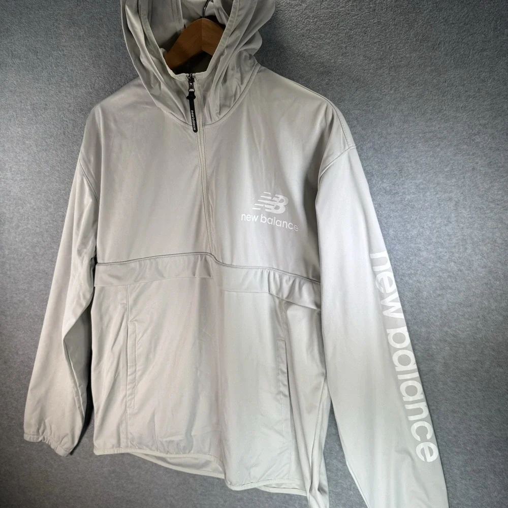 New Balance Men's All Motion 1/2 Zip Windbreaker Jacket Hooded Gray Size Large
